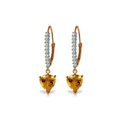 Genuine 3.55 ctw Citrine & Diamond Earrings 14KT Rose Gold