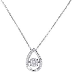 0.15 CTW Diamond Teardrop Frame Moving Twinkle Cluster Pendant 10kt White Gold