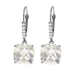 Genuine 7.35 ctw White Topaz & Diamond Earrings 14KT White Gold