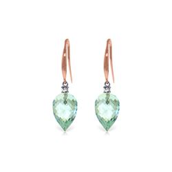 Genuine 22.6 ctw Blue Topaz & Diamond Earrings 14KT Rose Gold