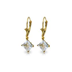 Genuine 3.2 ctw Aquamarine Earrings 14KT Yellow Gold