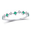 Image 1 : 0.18 CTW Emerald Diamond Square Stackable Ring 10kt White Gold