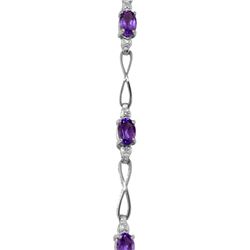 Genuine 1.16 ctw Amethyst & Diamond Bracelet 14KT White Gold