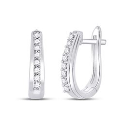 0.25 CTW Diamond Oblong Hoop Earrings 10kt White Gold