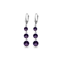 Genuine 7.2 ctw Amethyst Earrings 14KT White Gold