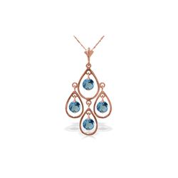 Genuine 1.20 ctw Blue Topaz Necklace 14KT Rose Gold