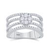 Image 1 : 0.98 CTW Diamond Four Row Flower Cluster Ring 10kt White Gold