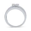 Image 3 : 0.98 CTW Diamond Four Row Flower Cluster Ring 10kt White Gold