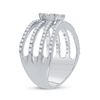 Image 4 : 0.98 CTW Diamond Four Row Flower Cluster Ring 10kt White Gold