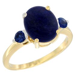 2.74 CTW Lapis Lazuli & Blue Sapphire Ring 14K Yellow Gold