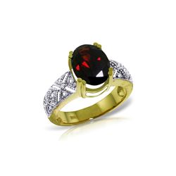 Genuine 3.2 ctw Garnet & Diamond Ring 14KT Yellow Gold