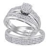 Image 1 : 0.50 CTW Diamond Cluster Matching Bridal Wedding Ring 10kt White Gold