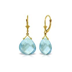 Genuine 17 ctw Blue Topaz Earrings 14KT Yellow Gold