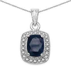 2.14 ctw Sapphire Blue & Diamond Pendant 14K White Gold