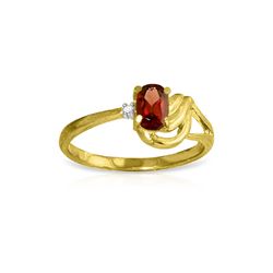 Genuine 0.46 ctw Garnet & Diamond Ring 14KT Yellow Gold