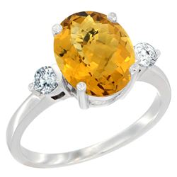 2.60 CTW Quartz & Diamond Ring 14K White Gold