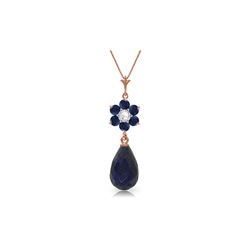 Genuine 3.83 ctw Sapphire & Diamond Necklace 14KT Rose Gold