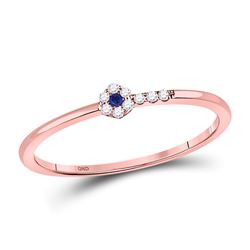 0.07 CTW Blue Sapphire Diamond Stackable Ring 10kt Rose Gold