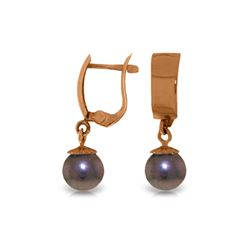 Genuine 4 ctw Black Pearl Earrings 14KT Rose Gold