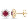 Image 2 : 1.24 ctw Rubellite & Diamond Earrings 14K Yellow Gold