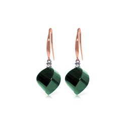 Genuine 30.6 ctw Green Sapphire Corundum & Diamond Earrings 14KT Rose Gold