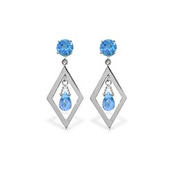 Genuine 2.4 ctw Blue Topaz Earrings 14KT White Gold