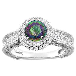 1.50 CTW Mystic Topaz & Diamond Ring 14K White Gold