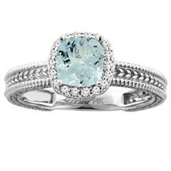 1.32 CTW Aquamarine & Diamond Ring 14K White Gold