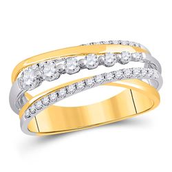 0.57 CTW Diamond Graduated Crossover Ring 14kt Yellow Gold