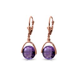 Genuine 6.5 ctw Amethyst Earrings 14KT Rose Gold