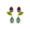 Image 1 : Genuine 13.6 ctw Blue Topaz & Peridot Earrings 14KT Yellow Gold