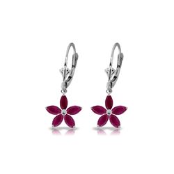 Genuine 2.8 ctw Ruby Earrings 14KT White Gold