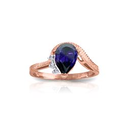 Genuine 1.52 ctw Sapphire & Diamond Ring 14KT Rose Gold