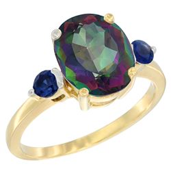 2.64 CTW Mystic Topaz & Blue Sapphire Ring 10K Yellow Gold