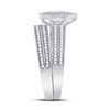 Image 3 : 0.75 CTW Diamond Marquise-shape Cluster Matching Wedding Ring 10kt White Gold