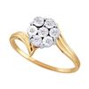 Image 1 : 0.04 CTW Diamond Miracle Flower Cluster Ring 10kt Yellow Gold