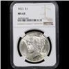 Image 2 : NGC 1923-p Peace Dollar $1 Graded ms63 By NGC
