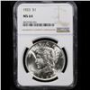 Image 2 : NGC 1923-p Peace Dollar $1 Graded ms64 By NGC
