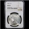 Image 2 : NGC 1922-p Peace Dollar $1 Graded ms64 By NGC