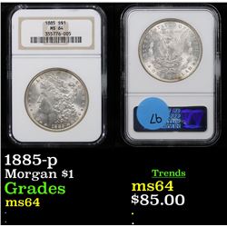 NGC 1885-p Morgan Dollar $1 Graded ms64 By NGC