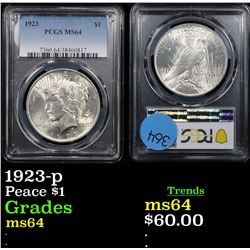 PCGS 1923-p Peace Dollar $1 Graded ms64 By PCGS