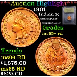 ***Auction Highlight*** 1901 Indian Cent 1c Graded Gem+ Unc RD BY USCG (fc)