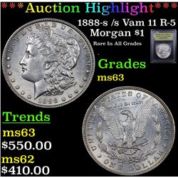 ***Auction Highlight*** 1888-s /s Vam 11 R-5 Morgan Dollar $1 Graded Select Unc BY USCG (fc)