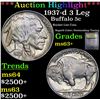 Image 1 : ***Auction Highlight*** 1937-d 3 Leg Buffalo Nickel 5c Graded Select+ Unc BY USCG (fc)