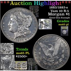 ***Auction Highlight*** 1883/1883-s Vam 10 R-5 Morgan Dollar $1 Graded GEM Unc PL BY USCG (fc)