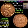 Image 1 : ***Auction Highlight*** 1913-d Lincoln Cent 1c Graded Select+ Unc RD BY USCG (fc)