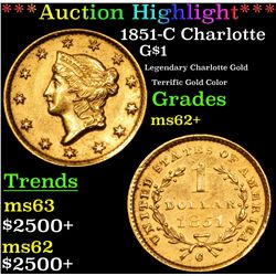 ***Auction Highlight*** 1851-C Charlotte Gold Dollar $1 Graded Select Unc BY USCG (fc)