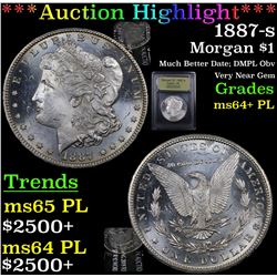 ***Auction Highlight*** 1887-s Morgan Dollar $1 Graded Choice Unc+ PL BY USCG (fc)