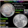 Image 1 : ***Auction Highlight*** 1886-p Rainbow Toned vam 6b R-5 Morgan Dollar $1 Graded GEM+ Unc BY USCG (fc
