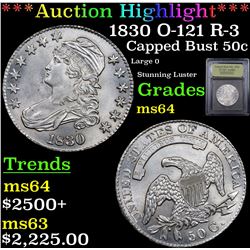 ***Auction Highlight*** 1830 O-121 R-3 Capped Bust Half Dollar 50c Graded Choice Unc BY USCG (fc)